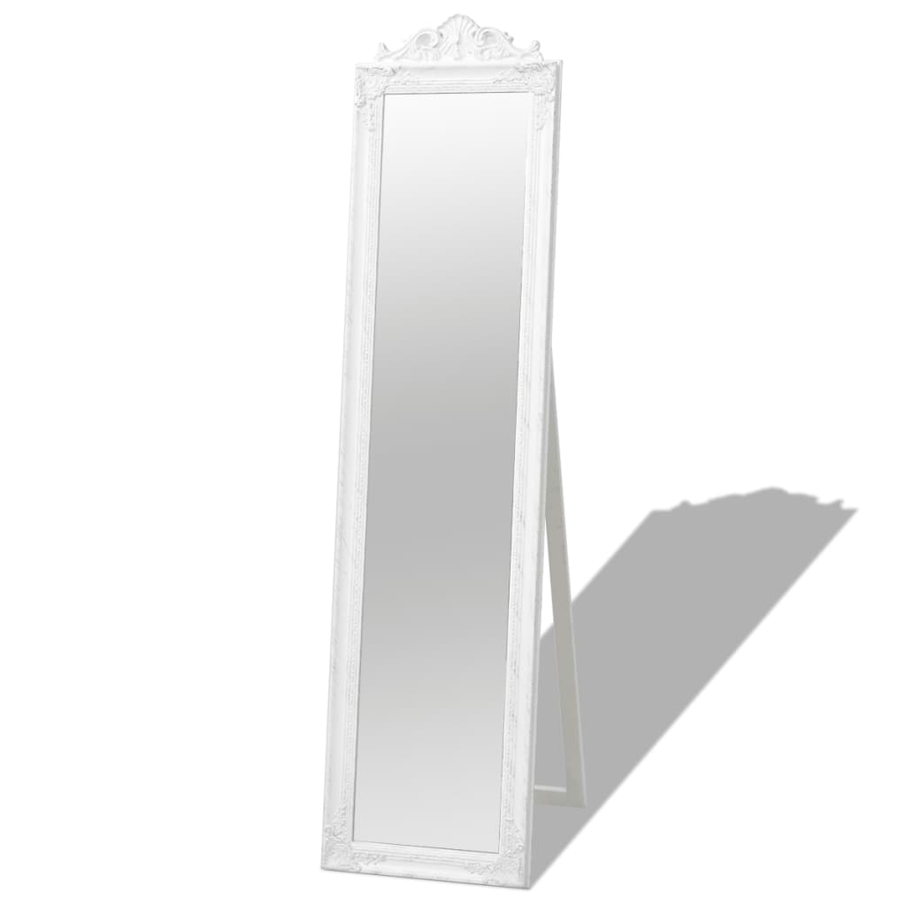 Baroque Style Free-Standing Mirror 160x40 cm White