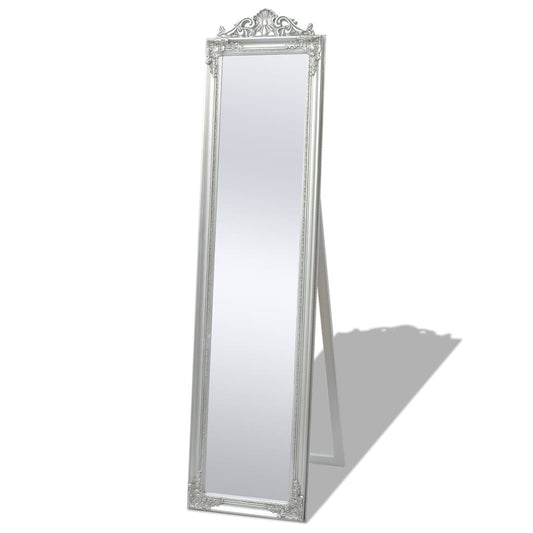 Baroque Style Free-Standing Mirror 160x40 cm Silver