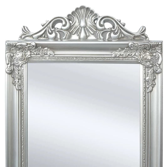 Baroque Style Free-Standing Mirror 160x40 cm Silver