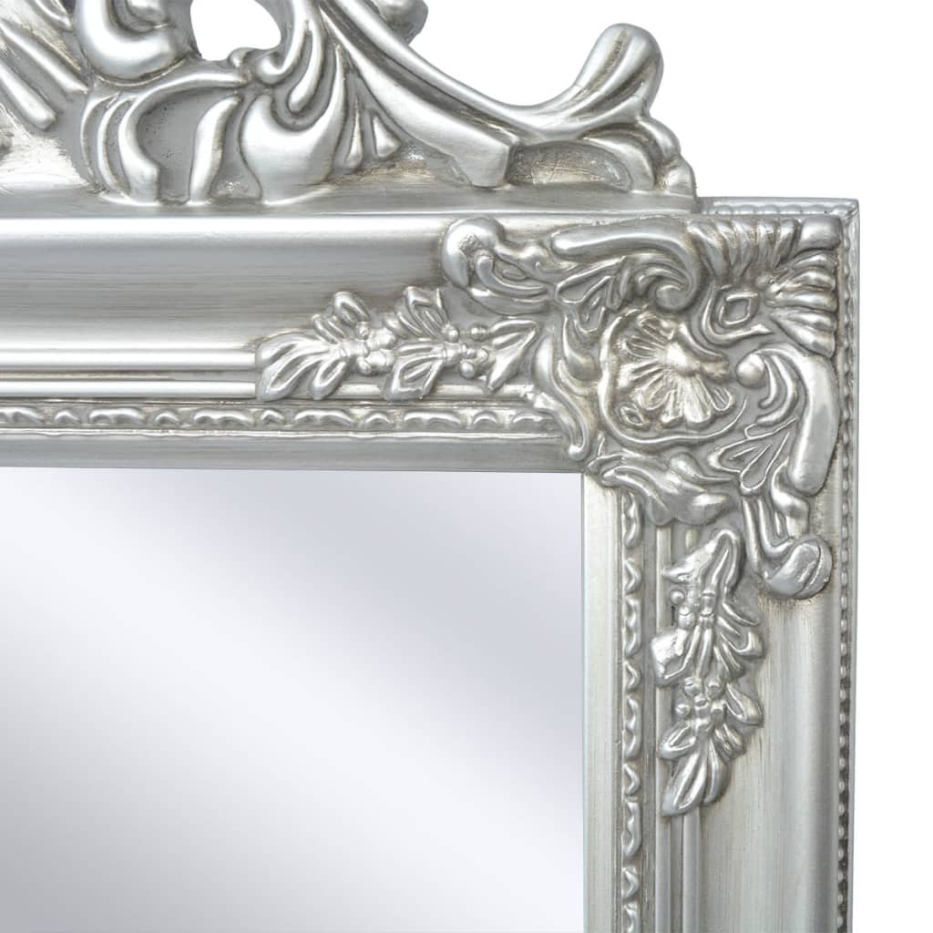 Baroque Style Free-Standing Mirror 160x40 cm Silver