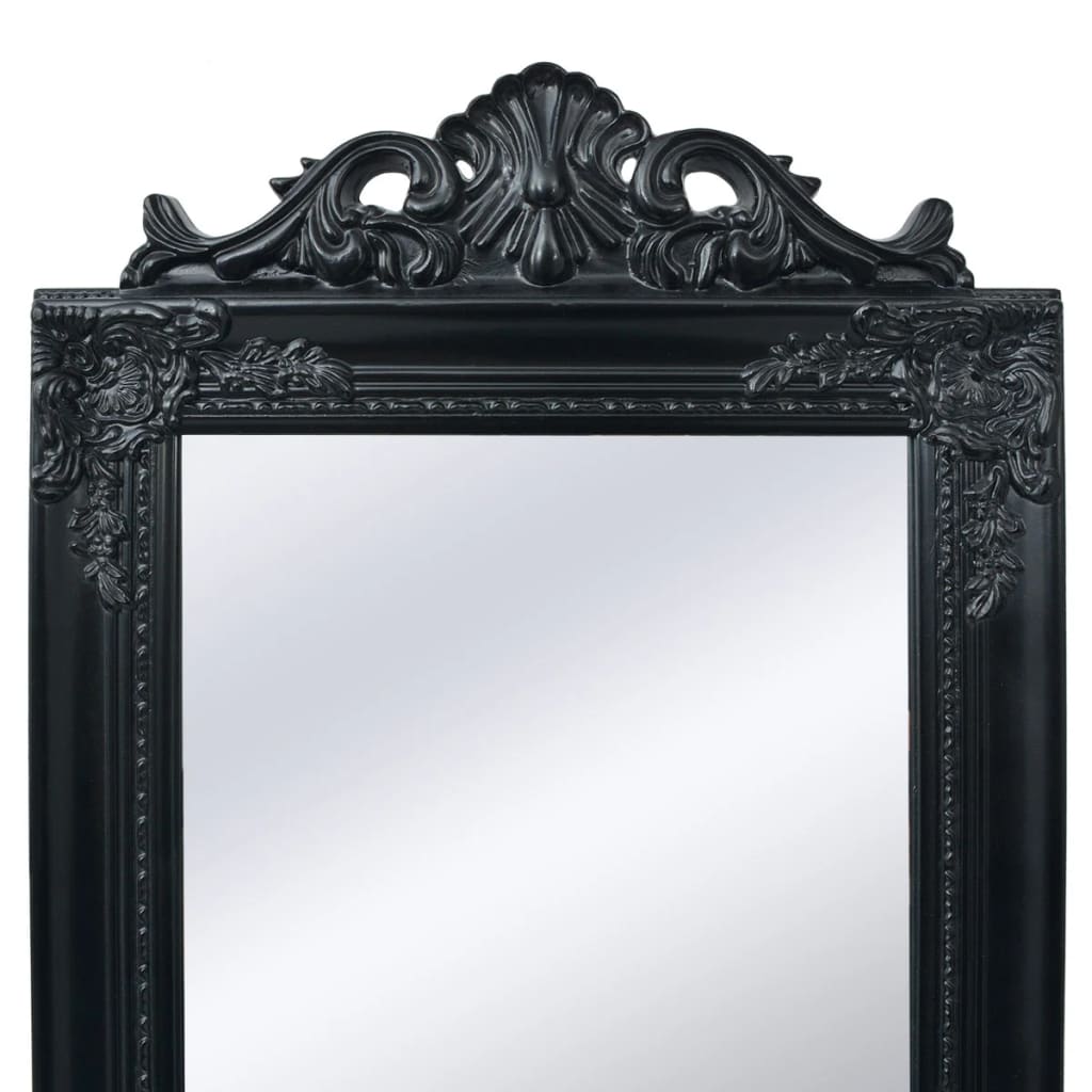 Baroque Style Free-Standing Mirror 160x40 cm Black