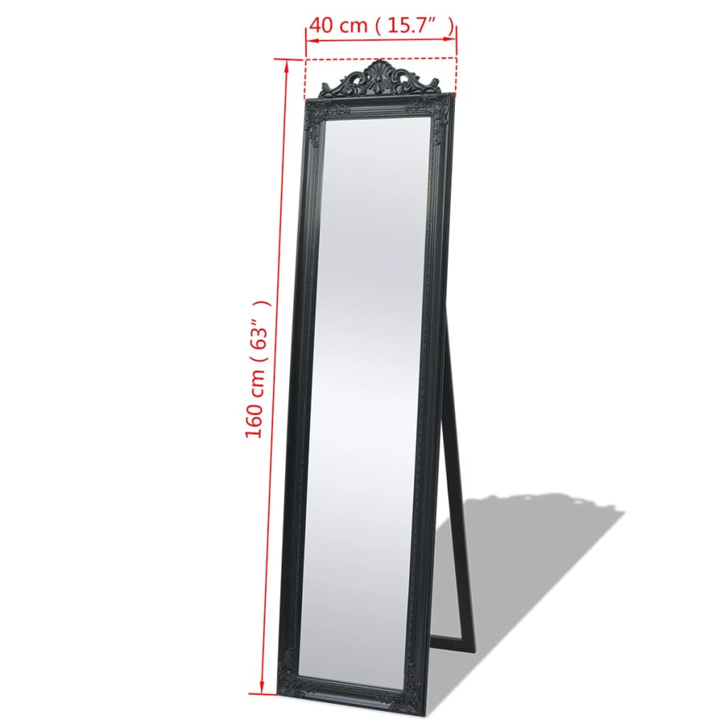 Baroque Style Free-Standing Mirror 160x40 cm Black