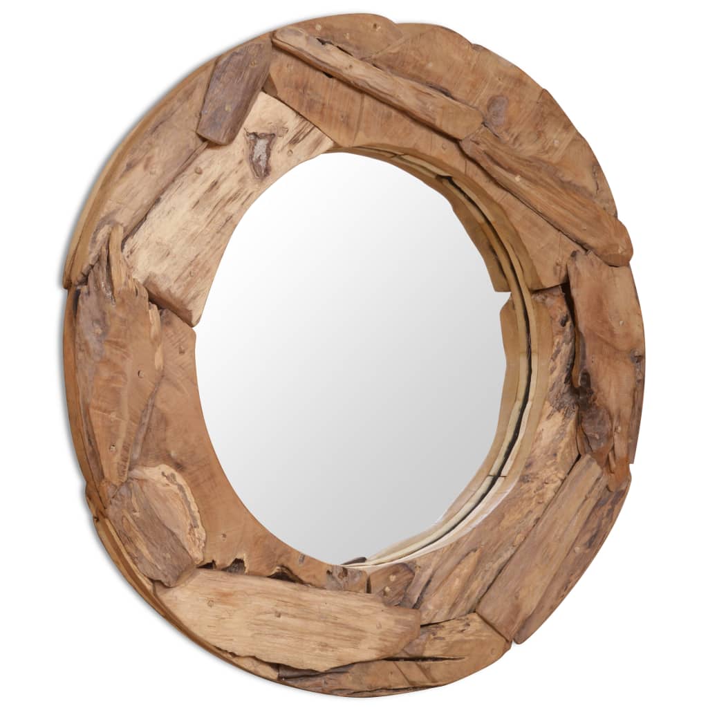 Decorative Artisan Teak Wood Round Mirror