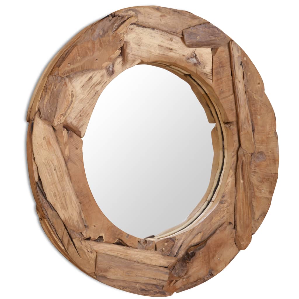 Decorative Artisan Teak Wood Round Mirror