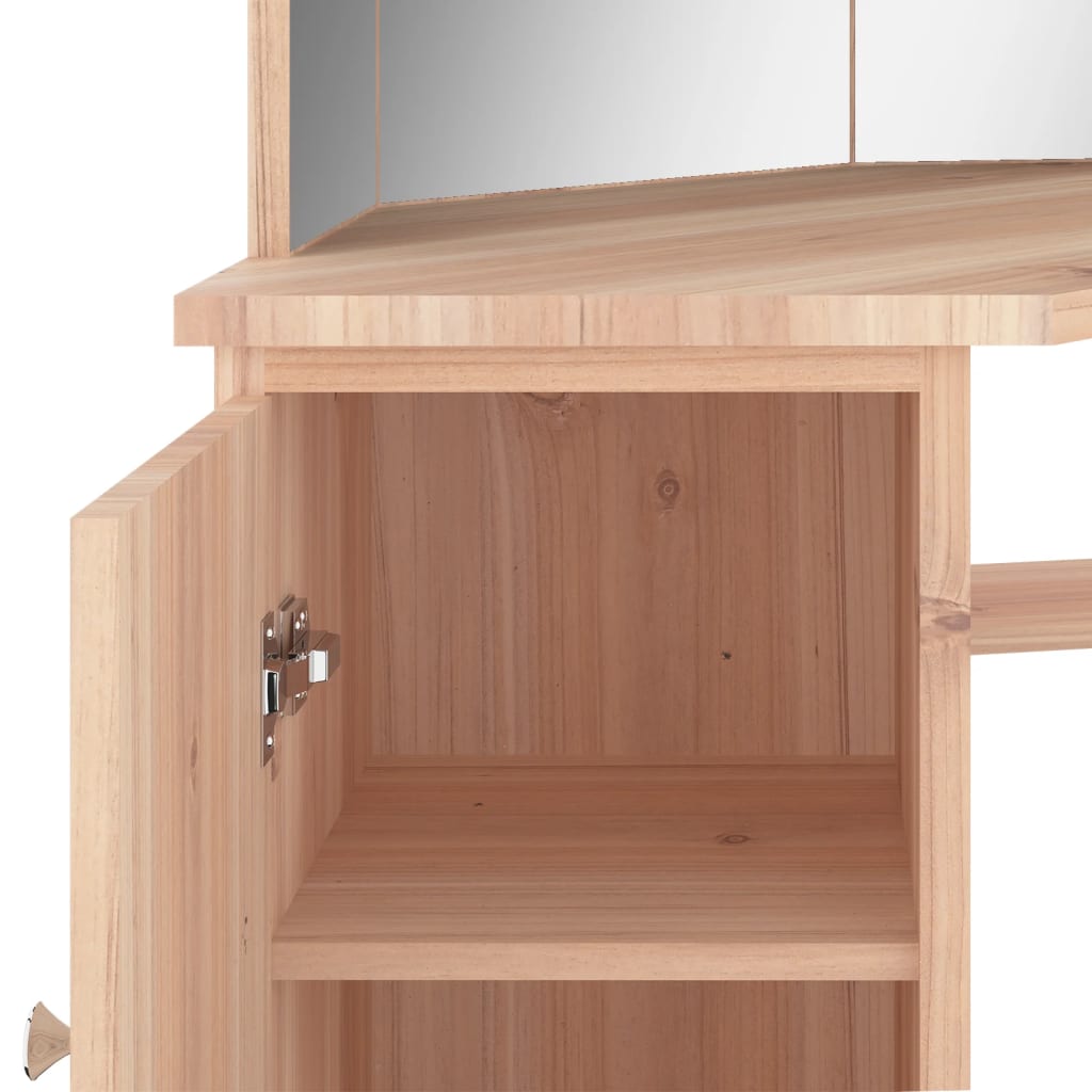 Corner Dressing Table with LED Oak 111x54x141.5 cm