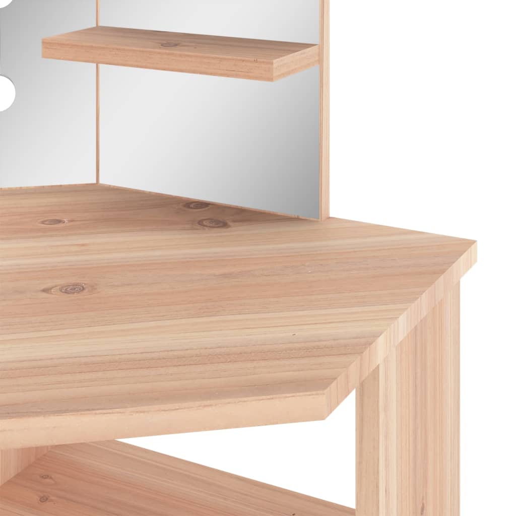 Corner Dressing Table with LED Oak 111x54x141.5 cm