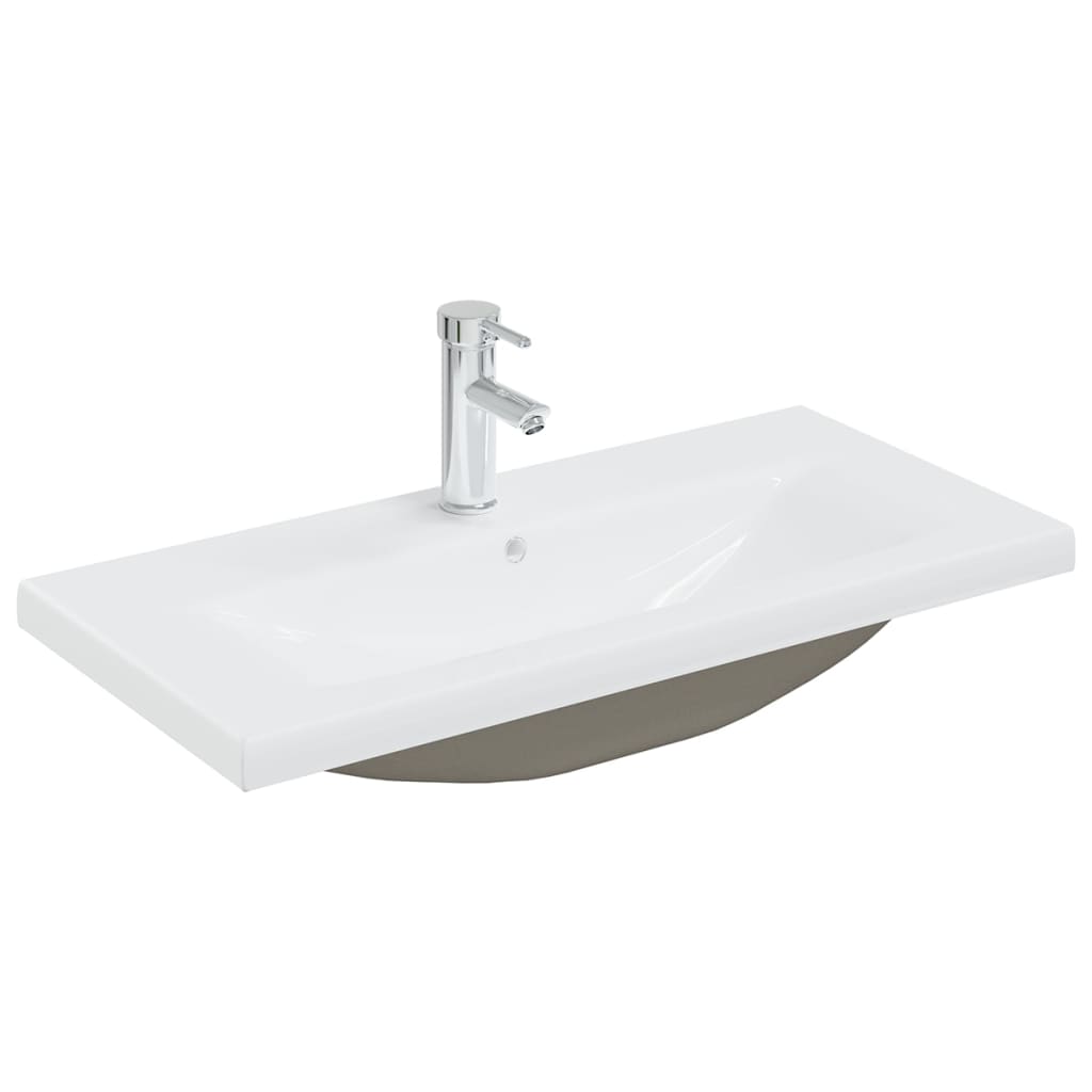 Sink Cabinet with Built-in Basin High Gloss White Engineered Wood-  80 x 38.5 x 45 cm