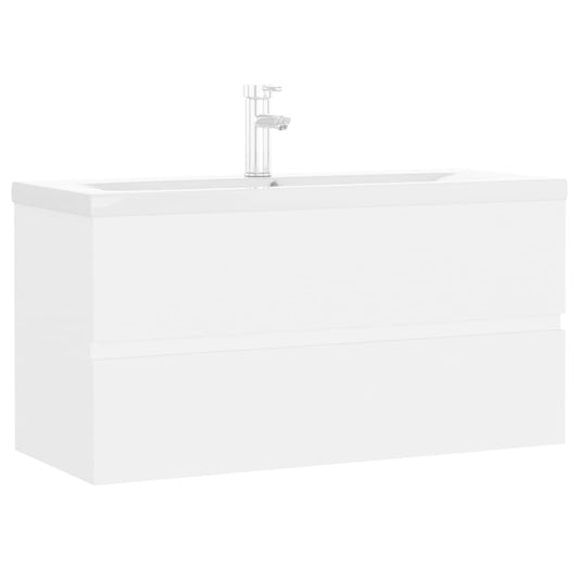 Sink Cabinet with Built-in Basin White Engineered Wood- 90 x 38.5 x 45 cm