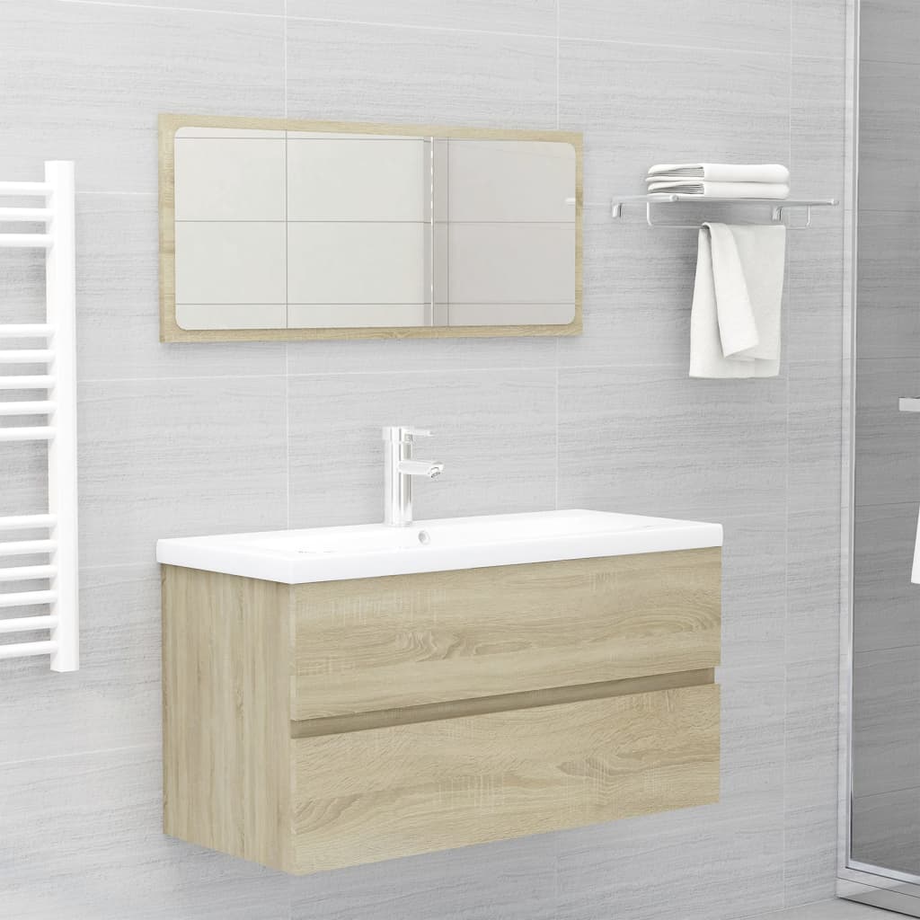 Sink Cabinet with Built-in Basin Sonoma Oak Engineered Wood - 90 x 38.5 x 45 cm