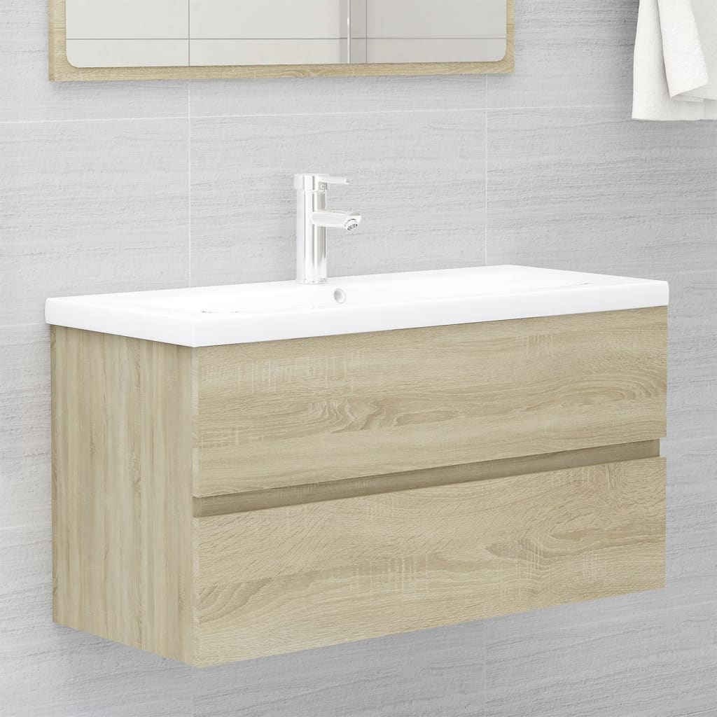 Sink Cabinet with Built-in Basin Sonoma Oak Engineered Wood - 90 x 38.5 x 45 cm