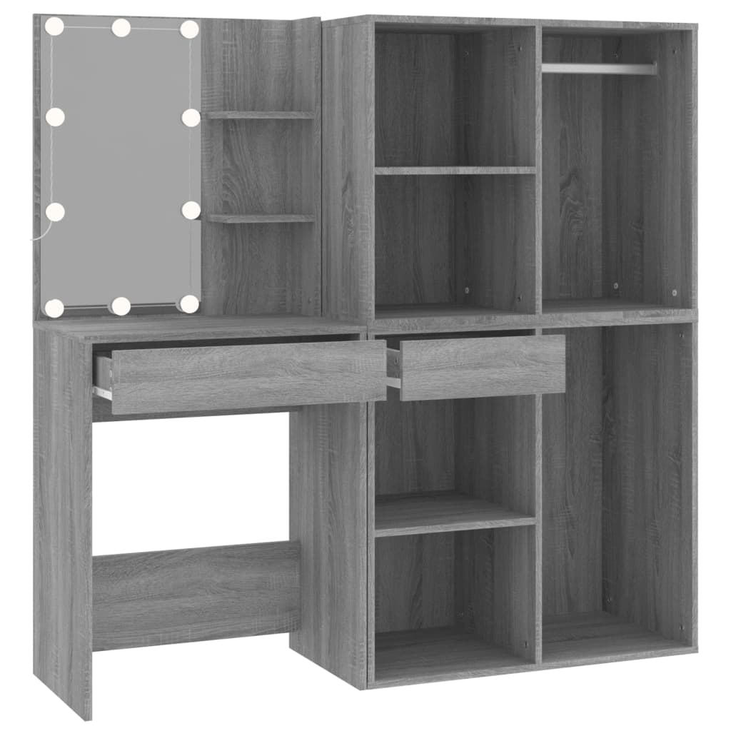 LED Dressing Table with Cabinets Grey Sonoma Engineered Wood