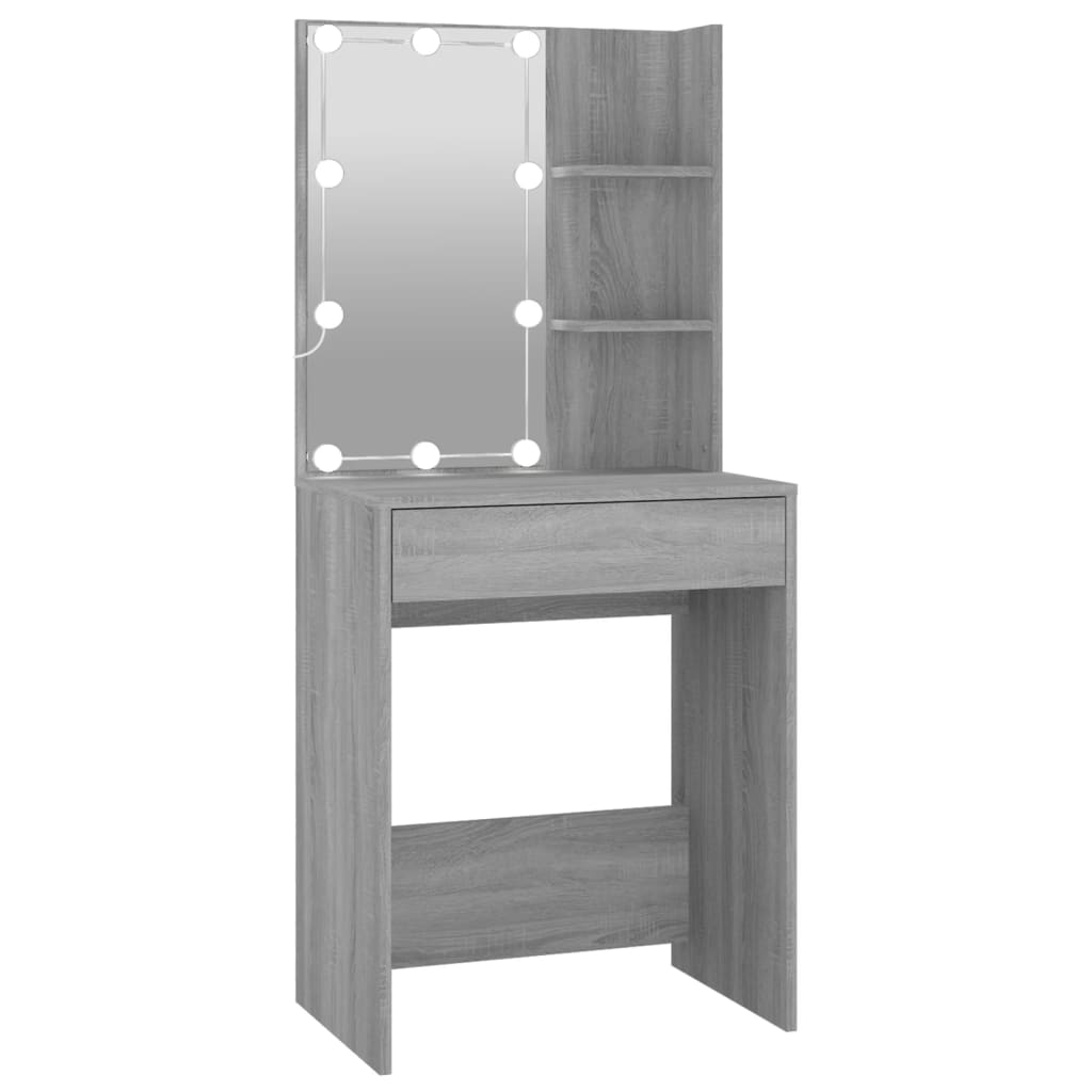 LED Dressing Table with Cabinets Grey Sonoma Engineered Wood