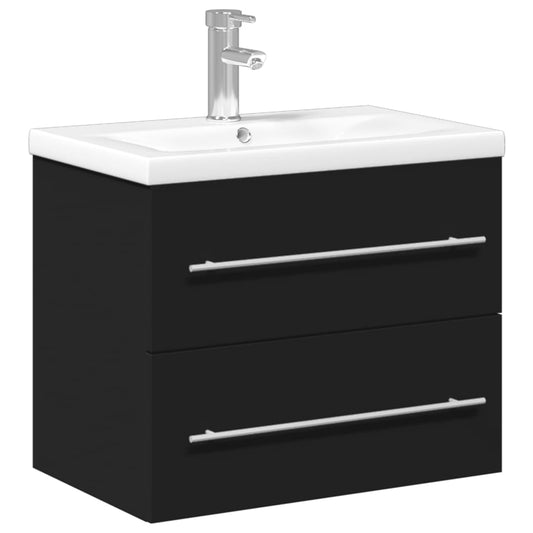 Bathroom Sink Cabinet with Built-in Basin Black