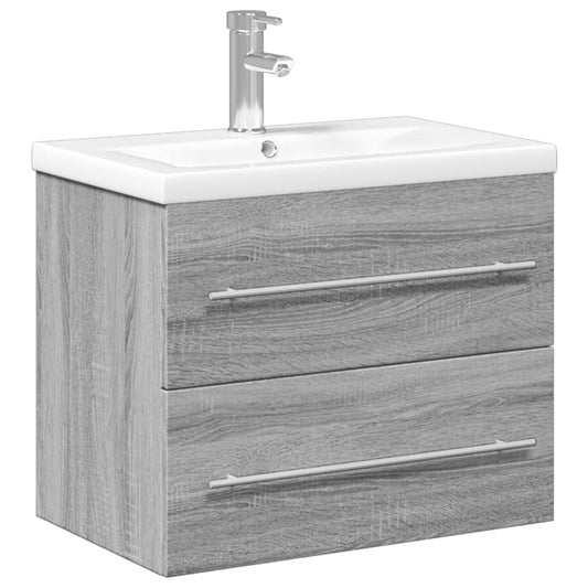 Bathroom Sink Cabinet with Built-in Basin Grey Sonoma 60 x 38.5 x 48 cm