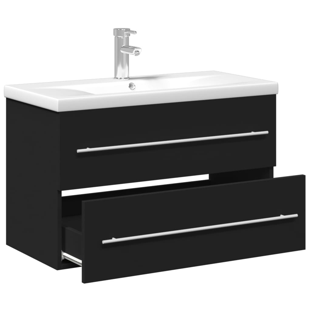 Black Sink Cabinet with Basin 80 x 38.5 x 48 cm