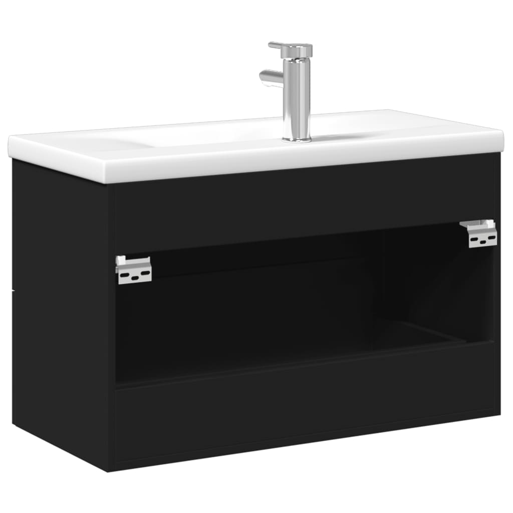 Black Sink Cabinet with Basin 80 x 38.5 x 48 cm