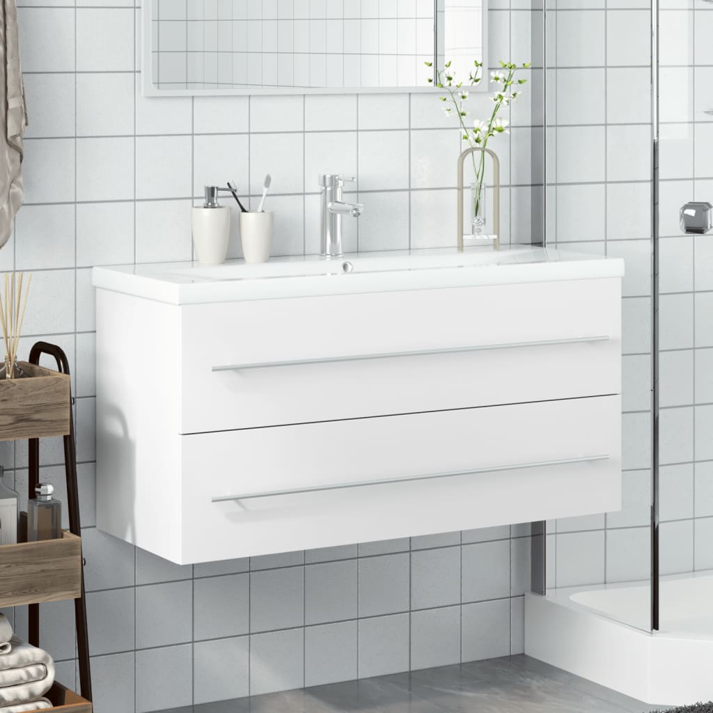 Bathroom Sink Cabinet with Basin White 100 x 38.5 x 48 cm