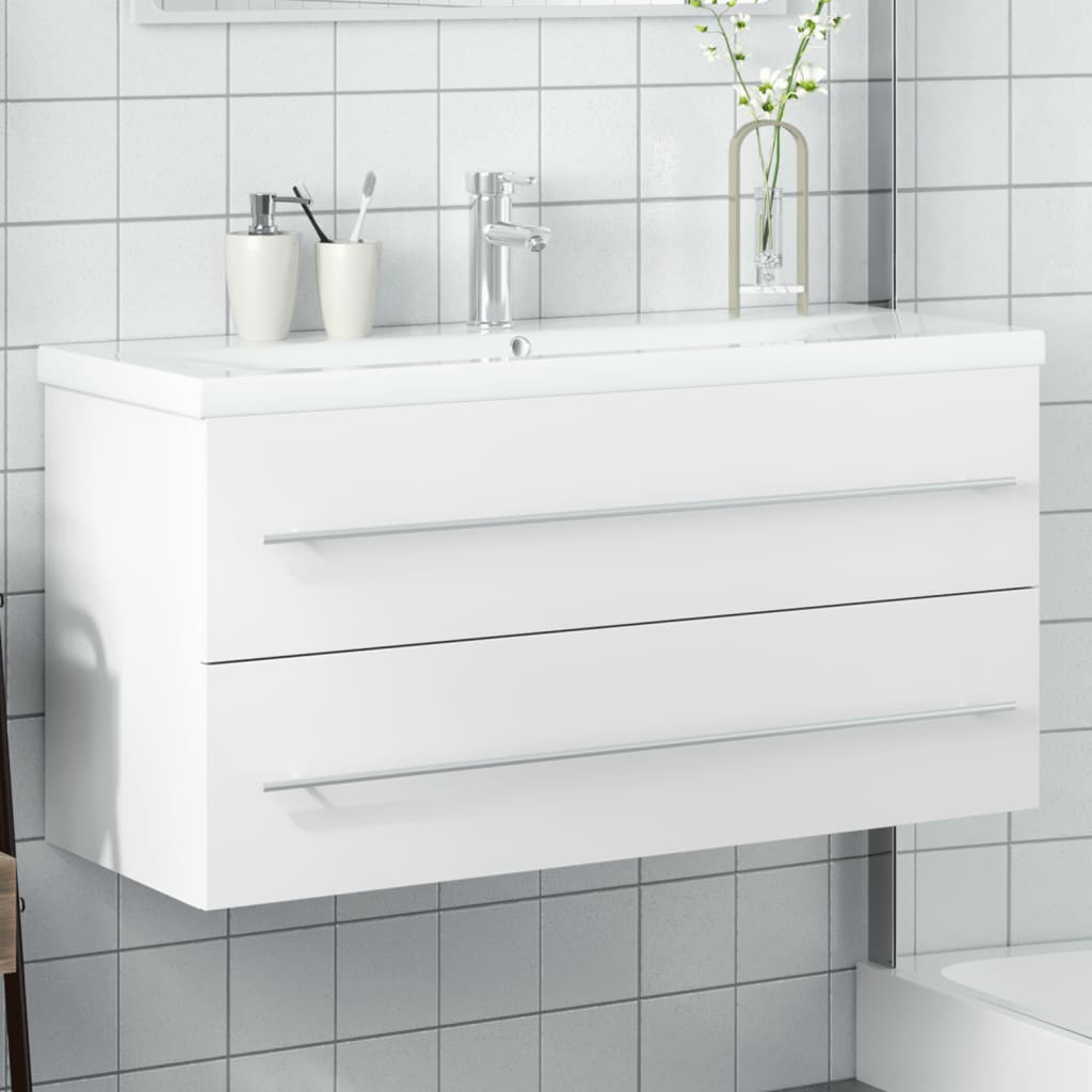 Bathroom Sink Cabinet with Basin White 100 x 38.5 x 48 cm