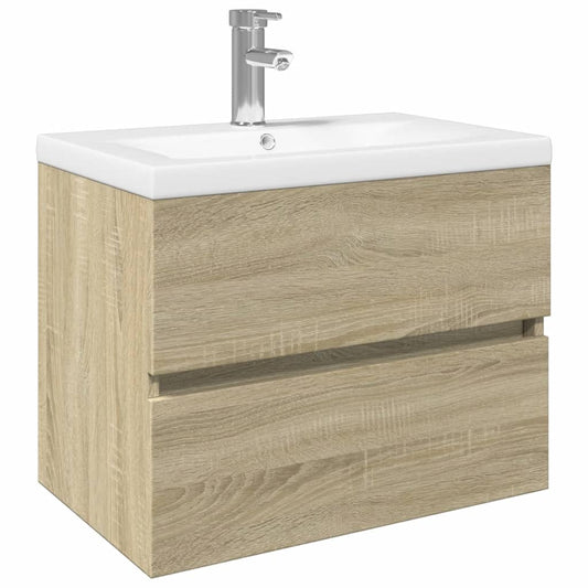 2 Piece Bathroom Furniture Set Ceramic and Engineered Wood  60 x 38.5 x 45 cm