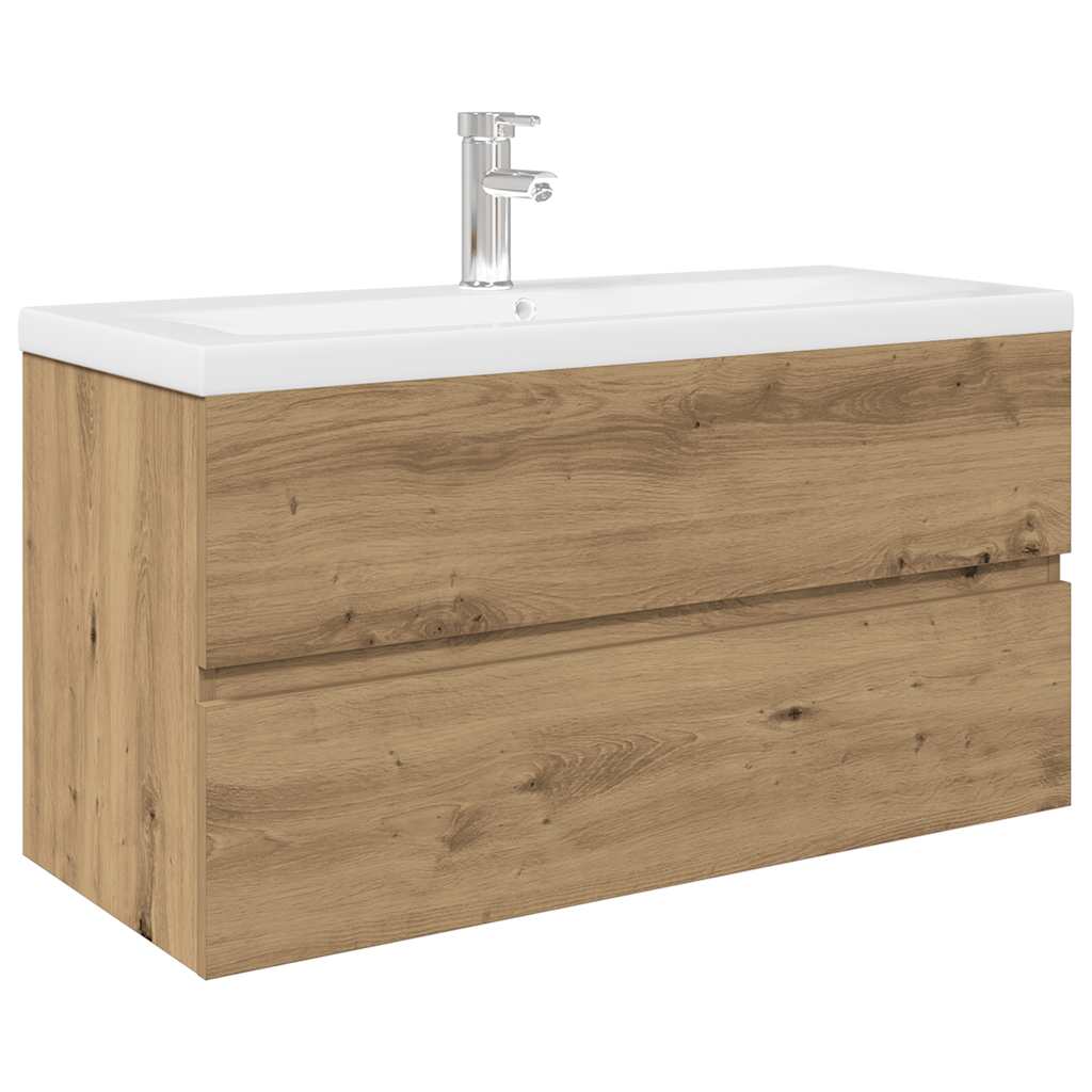 Sink Cabinet with Built-in Basin and Faucet Artisan Oak 90 x 38.5 x 45 cm