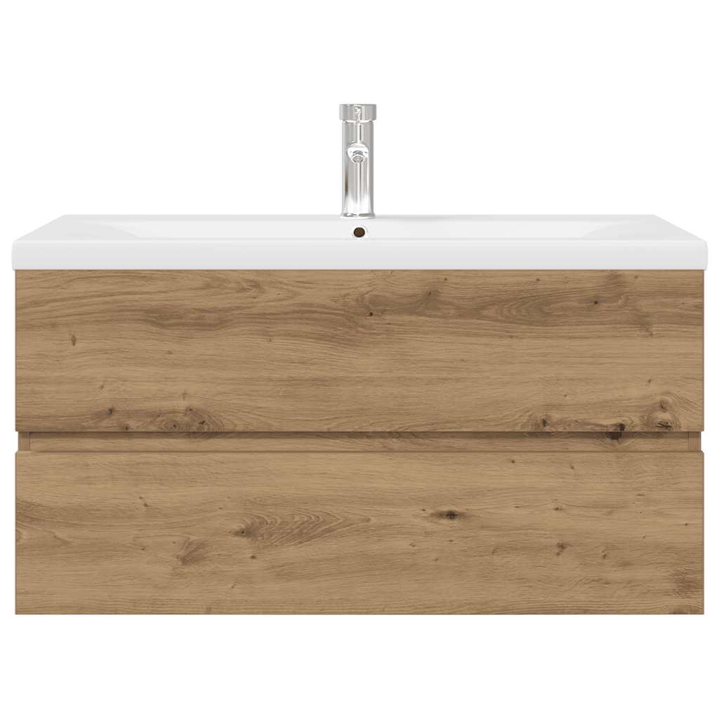 Sink Cabinet with Built-in Basin and Faucet Artisan Oak 90 x 38.5 x 45 cm