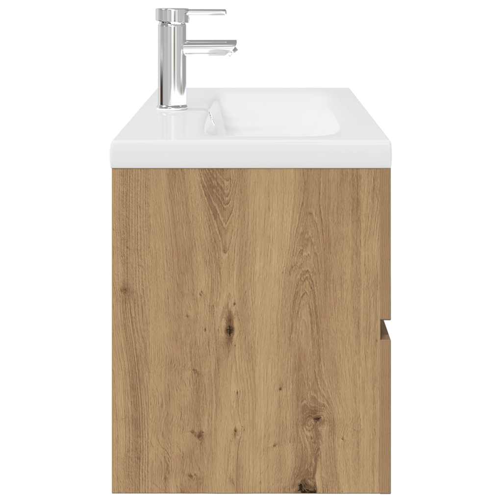 Sink Cabinet with Built-in Basin and Faucet Artisan Oak 90 x 38.5 x 45 cm