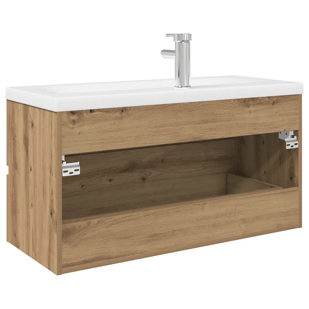 Sink Cabinet with Built-in Basin and Faucet Artisan Oak 90 x 38.5 x 45 cm